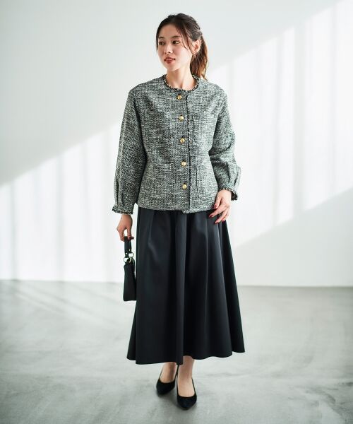 le.coeur blanc / ルクールブラン ノーカラージャケット | 《通勤着やセレモニーシーンにも》メランジツイードノーカラージャケット | 詳細7