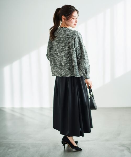 le.coeur blanc / ルクールブラン ノーカラージャケット | 《通勤着やセレモニーシーンにも》メランジツイードノーカラージャケット | 詳細8