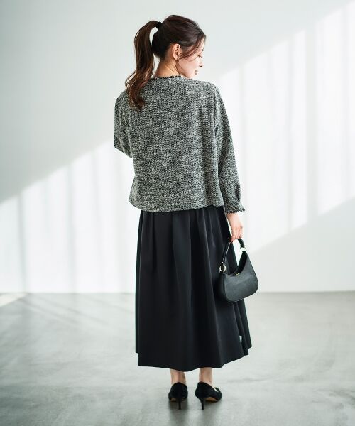 le.coeur blanc / ルクールブラン ノーカラージャケット | 《通勤着やセレモニーシーンにも》メランジツイードノーカラージャケット | 詳細9