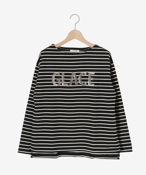 le.coeur blanc / ルクールブラン カットソー | 《手洗い可能》GLACEスパンコールロゴボーダー | 詳細1