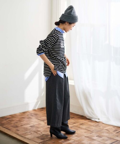 le.coeur blanc / ルクールブラン カットソー | 《手洗い可能》GLACEスパンコールロゴボーダー | 詳細10