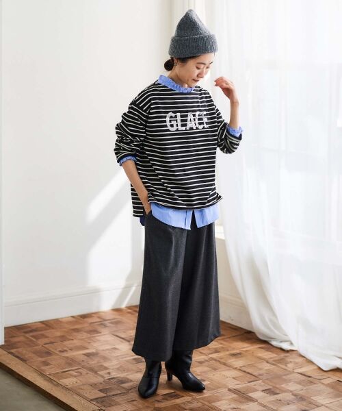 le.coeur blanc / ルクールブラン カットソー | 《手洗い可能》GLACEスパンコールロゴボーダー | 詳細11