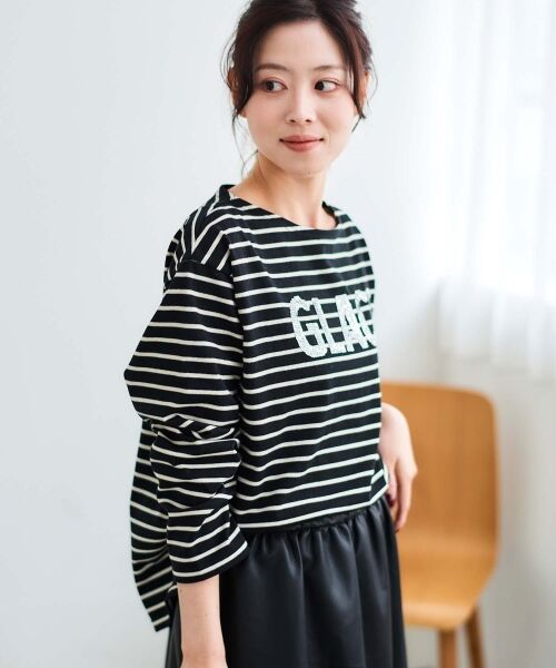 le.coeur blanc / ルクールブラン カットソー | 《手洗い可能》GLACEスパンコールロゴボーダー | 詳細14