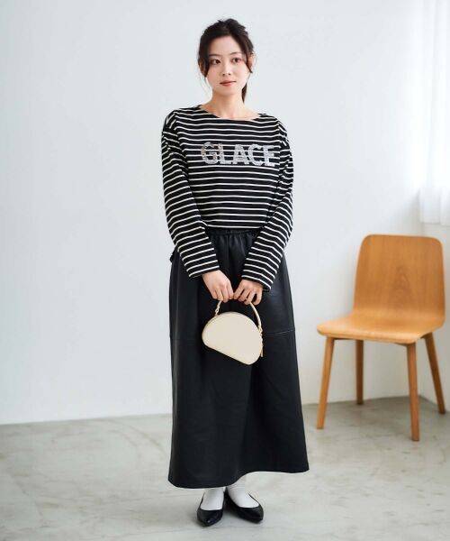 le.coeur blanc / ルクールブラン カットソー | 《手洗い可能》GLACEスパンコールロゴボーダー | 詳細16