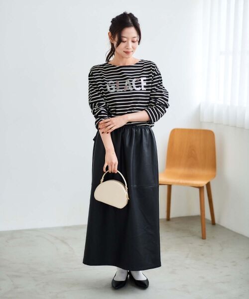 le.coeur blanc / ルクールブラン カットソー | 《手洗い可能》GLACEスパンコールロゴボーダー | 詳細17