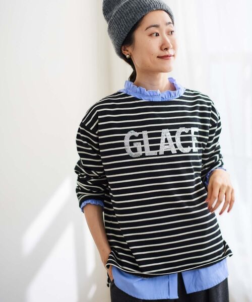 le.coeur blanc / ルクールブラン カットソー | 《手洗い可能》GLACEスパンコールロゴボーダー | 詳細2