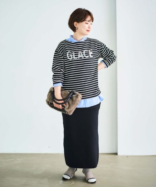 le.coeur blanc / ルクールブラン カットソー | 《手洗い可能》GLACEスパンコールロゴボーダー | 詳細24