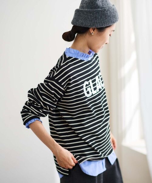 le.coeur blanc / ルクールブラン カットソー | 《手洗い可能》GLACEスパンコールロゴボーダー | 詳細5