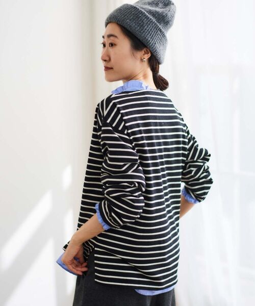 le.coeur blanc / ルクールブラン カットソー | 《手洗い可能》GLACEスパンコールロゴボーダー | 詳細6