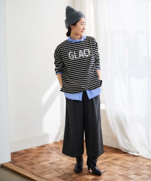 le.coeur blanc / ルクールブラン カットソー | 《手洗い可能》GLACEスパンコールロゴボーダー | 詳細9