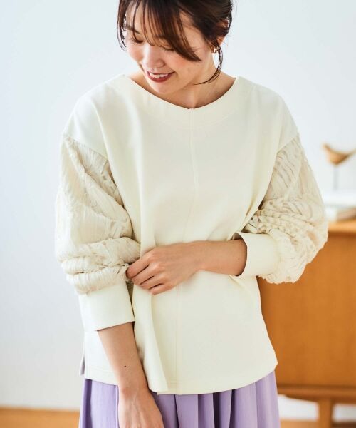 le.coeur blanc / ルクールブラン カットソー | コード刺繍キリカエ2wayプルオーバー | 詳細14