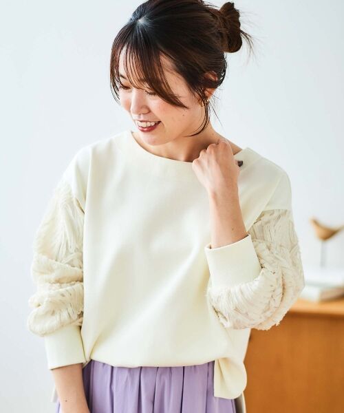 le.coeur blanc / ルクールブラン カットソー | コード刺繍キリカエ2wayプルオーバー | 詳細2