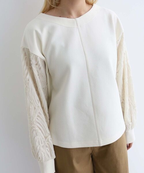 le.coeur blanc / ルクールブラン カットソー | コード刺繍キリカエ2wayプルオーバー | 詳細20