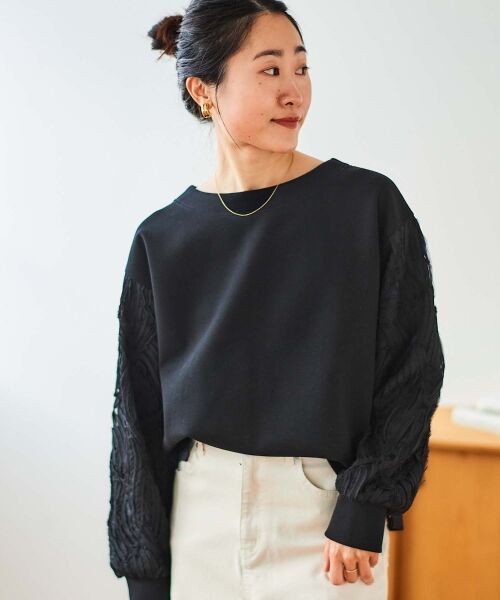 le.coeur blanc / ルクールブラン カットソー | コード刺繍キリカエ2wayプルオーバー | 詳細26