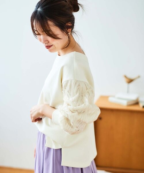 le.coeur blanc / ルクールブラン カットソー | コード刺繍キリカエ2wayプルオーバー | 詳細3