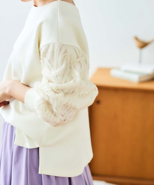 le.coeur blanc / ルクールブラン カットソー | コード刺繍キリカエ2wayプルオーバー | 詳細7