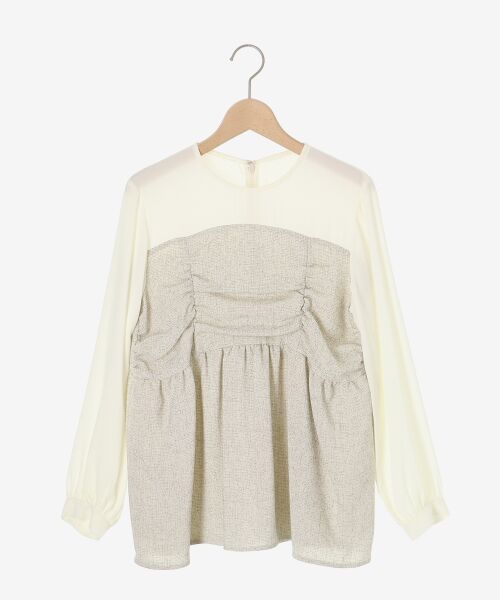 le.coeur blanc / ルクールブラン シャツ・ブラウス | ツィードドッキングノーカラーブラウス | 詳細1