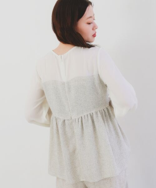 le.coeur blanc / ルクールブラン シャツ・ブラウス | ツィードドッキングノーカラーブラウス | 詳細5