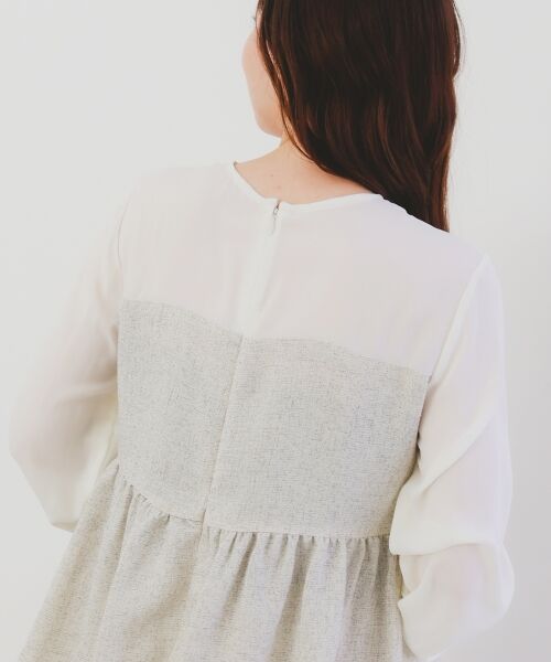 le.coeur blanc / ルクールブラン シャツ・ブラウス | ツィードドッキングノーカラーブラウス | 詳細6