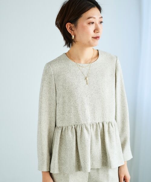 le.coeur blanc / ルクールブラン シャツ・ブラウス | ツィードペプラムノーカラーブラウス | 詳細2