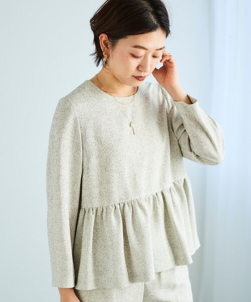 le.coeur blanc / ルクールブラン シャツ・ブラウス | ツィードペプラムノーカラーブラウス | 詳細3