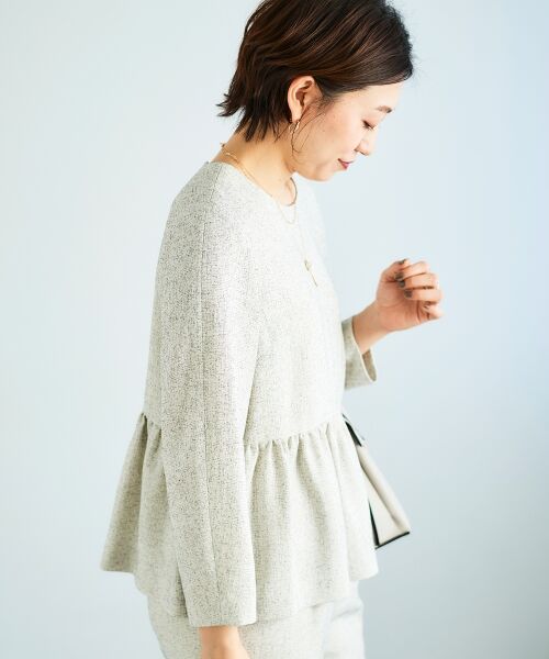 le.coeur blanc / ルクールブラン シャツ・ブラウス | ツィードペプラムノーカラーブラウス | 詳細5