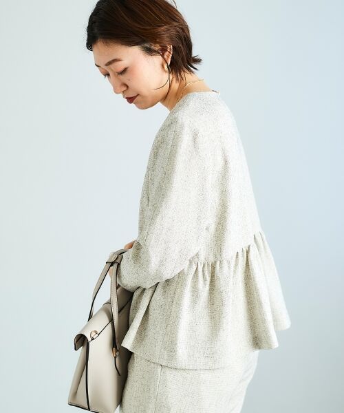 le.coeur blanc / ルクールブラン シャツ・ブラウス | ツィードペプラムノーカラーブラウス | 詳細6