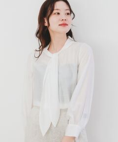 le.coeur blanc / ルクールブラン シャツ・ブラウス | 《手洗い可能》セミダルドレープクロスボウタイブラウス