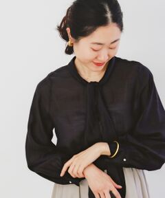 le.coeur blanc / ルクールブラン シャツ・ブラウス | 《手洗い可能》セミダルドレープクロスボウタイブラウス