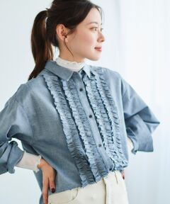 le.coeur blanc / ルクールブラン シャツ・ブラウス | フロントフリルレギュラーカラーシャツ