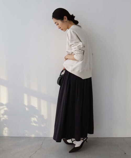 le.coeur blanc / ルクールブラン ロング・マキシ丈スカート | ナイロンタックギャザーダブルヘムスカート | 詳細11
