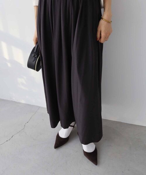 le.coeur blanc / ルクールブラン ロング・マキシ丈スカート | ナイロンタックギャザーダブルヘムスカート | 詳細14