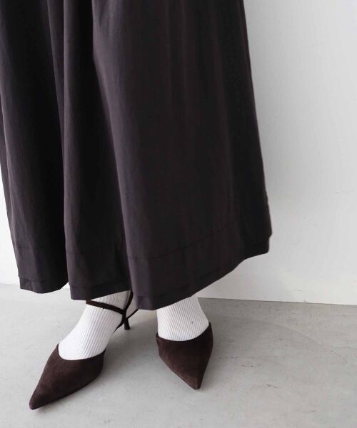 le.coeur blanc / ルクールブラン ロング・マキシ丈スカート | ナイロンタックギャザーダブルヘムスカート | 詳細15