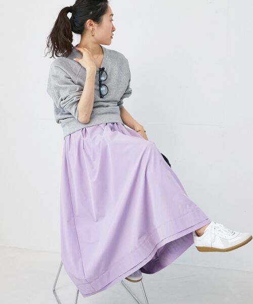 le.coeur blanc / ルクールブラン ロング・マキシ丈スカート | ナイロンタックギャザーダブルヘムスカート | 詳細17