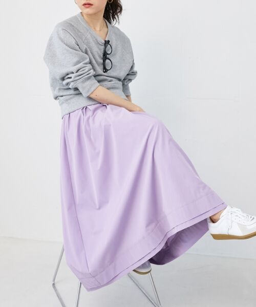 le.coeur blanc / ルクールブラン ロング・マキシ丈スカート | ナイロンタックギャザーダブルヘムスカート | 詳細18