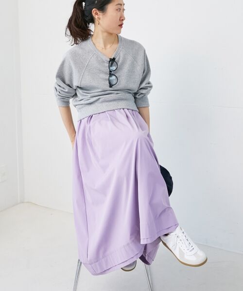 le.coeur blanc / ルクールブラン ロング・マキシ丈スカート | ナイロンタックギャザーダブルヘムスカート | 詳細19