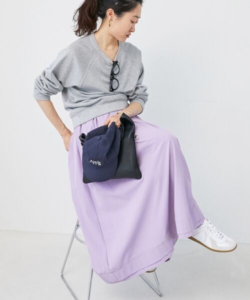 le.coeur blanc / ルクールブラン ロング・マキシ丈スカート | ナイロンタックギャザーダブルヘムスカート | 詳細20