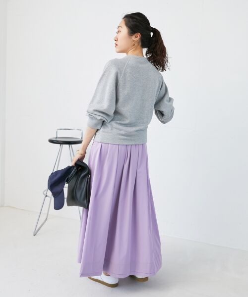 le.coeur blanc / ルクールブラン ロング・マキシ丈スカート | ナイロンタックギャザーダブルヘムスカート | 詳細23