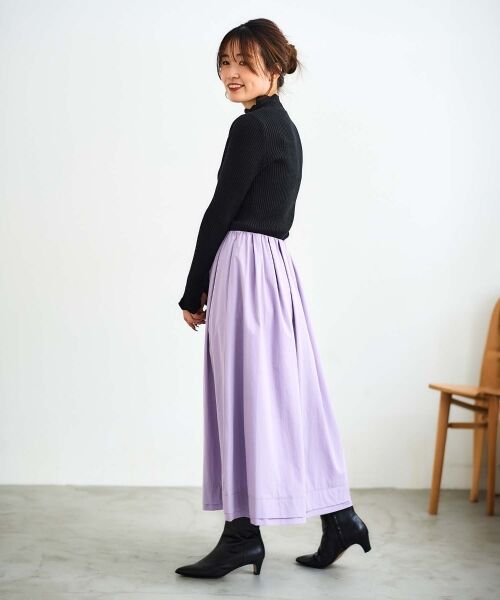 le.coeur blanc / ルクールブラン ロング・マキシ丈スカート | ナイロンタックギャザーダブルヘムスカート | 詳細27