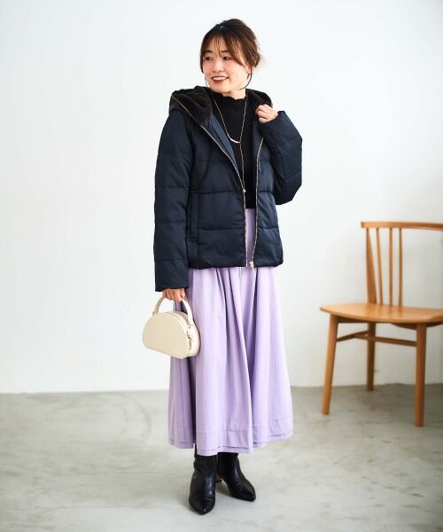 le.coeur blanc / ルクールブラン ロング・マキシ丈スカート | ナイロンタックギャザーダブルヘムスカート | 詳細29