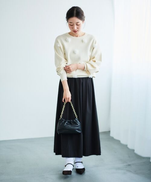 le.coeur blanc / ルクールブラン ロング・マキシ丈スカート | ナイロンタックギャザーダブルヘムスカート | 詳細4