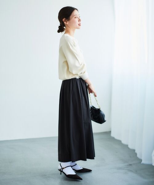 le.coeur blanc / ルクールブラン ロング・マキシ丈スカート | ナイロンタックギャザーダブルヘムスカート | 詳細6