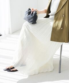 le.coeur blanc / ルクールブラン ロング・マキシ丈スカート | 《手洗い可能》麻混シアーランダムプリーツスカート