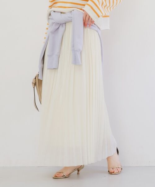 le.coeur blanc / ルクールブラン ロング・マキシ丈スカート | 《手洗い可能》麻混シアーランダムプリーツスカート | 詳細10