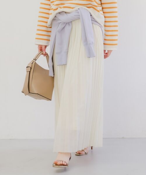 le.coeur blanc / ルクールブラン ロング・マキシ丈スカート | 《手洗い可能》麻混シアーランダムプリーツスカート | 詳細11
