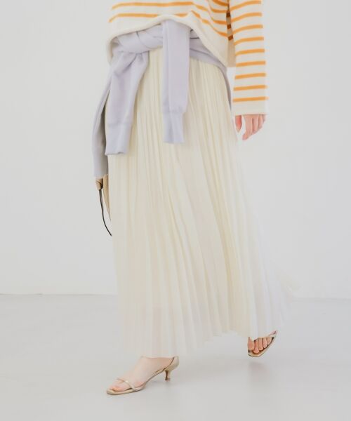 le.coeur blanc / ルクールブラン ロング・マキシ丈スカート | 《手洗い可能》麻混シアーランダムプリーツスカート | 詳細12