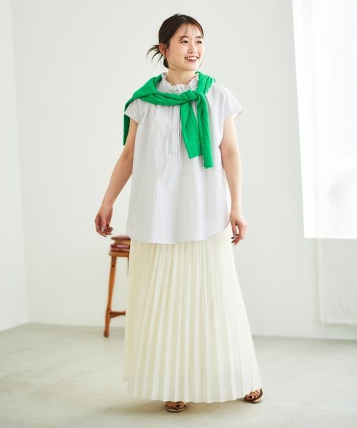 le.coeur blanc / ルクールブラン ロング・マキシ丈スカート | 《手洗い可能》麻混シアーランダムプリーツスカート | 詳細18