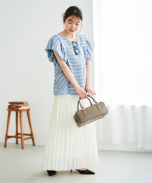 le.coeur blanc / ルクールブラン ロング・マキシ丈スカート | 《手洗い可能》麻混シアーランダムプリーツスカート | 詳細20