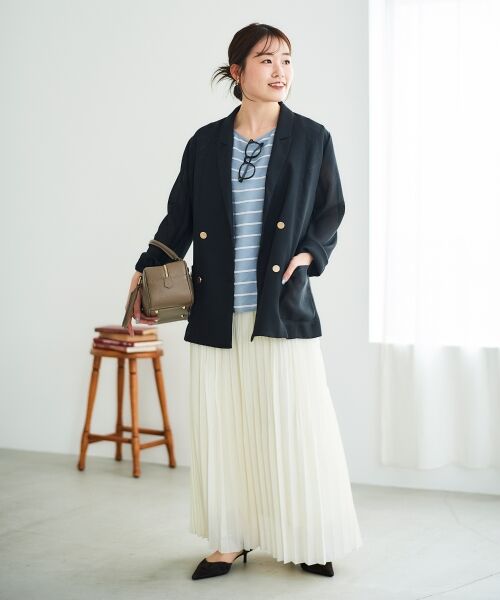 le.coeur blanc / ルクールブラン ロング・マキシ丈スカート | 《手洗い可能》麻混シアーランダムプリーツスカート | 詳細21