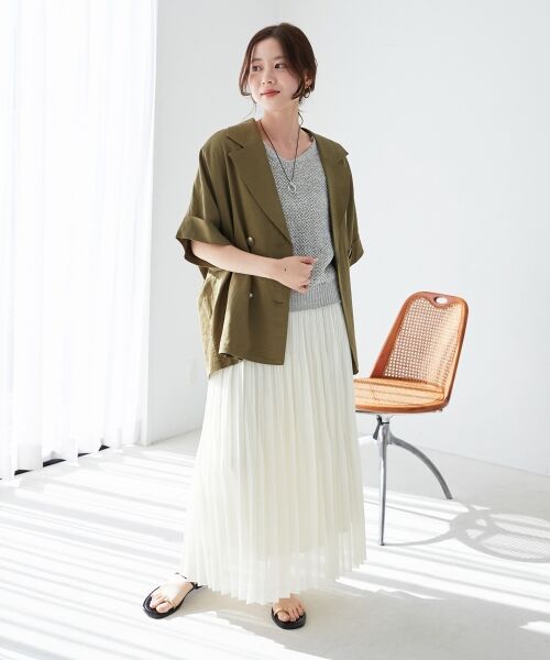 le.coeur blanc / ルクールブラン ロング・マキシ丈スカート | 《手洗い可能》麻混シアーランダムプリーツスカート | 詳細24